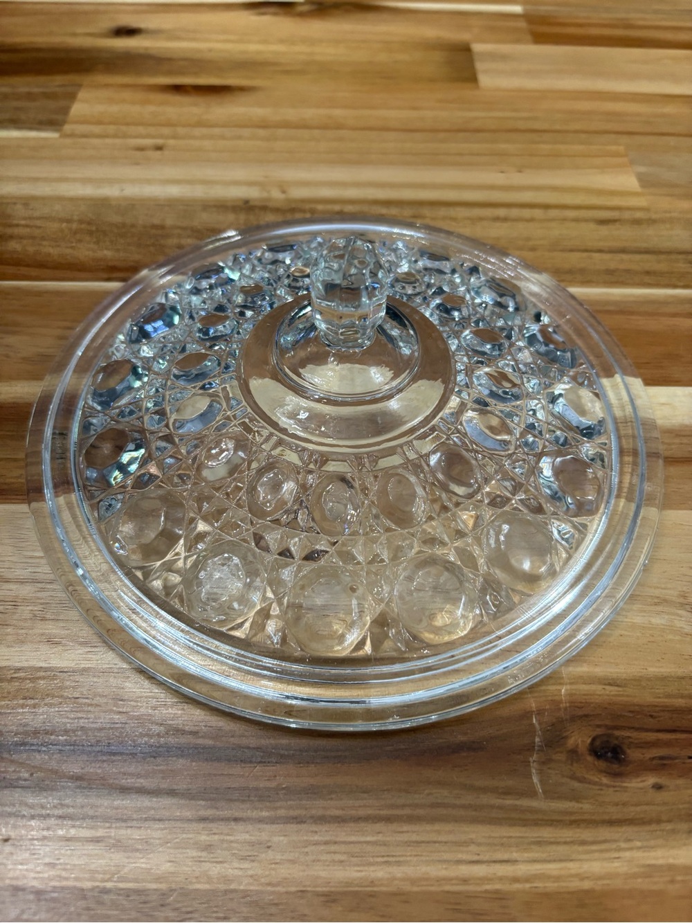 Pressed Glass Dome Lid - Clear Glass Knob